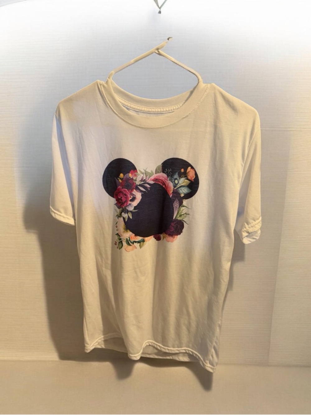 White Floral Minnie Silhouette Graphic Tee